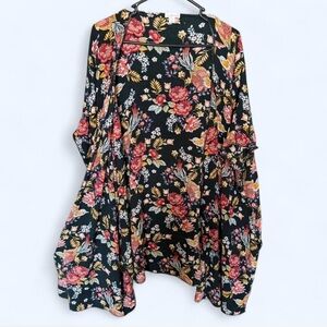 Xhilaration Black Floral Kimono